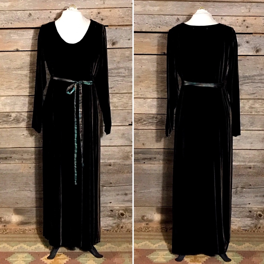 Dark Brown Velvet Dress, Far Village Brand, Size S